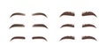 Set of Eyebrows shape. Eyebrow shapes. Various types of eyebrows. Eyebrow shaping for women. Classic type and different thickness Royalty Free Stock Photo