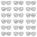 Set. Seamless pattern with glasses and inscriptions: nerd, cool, mind, geek. Vector illustration