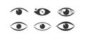 Set of eyes with eyelashs icon flat style. Royalty Free Stock Photo