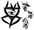 Set of Eyes tattoo in black isolated