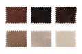 Set of fabric swatch samples,pieces texture.Color scheme earth tones fabric with white ,grey, brown,beige and black colors fabric Royalty Free Stock Photo