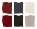 Set of fabric swatch samples,pieces texture.Color scheme earth tones fabric with white ,grey, brown,beige and black colors fabric Royalty Free Stock Photo