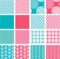 Set of fabric textures in pink and blue colors