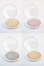 Set of Face Cosmetic Makeup Powder highlighter in compact in white Round Plastic Case