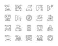 Set of Face Detection Line Icons. Id Verification, Fingerprint, Face Scanning