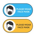 Set of face mask required signs isolated on white