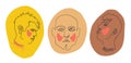Set of face men line art. Face drawing. Contemporary portrait. Portrait male. Creative design for social media apps