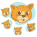 Set of face vector cute cat,different Adorable Cartoon Cats Faces