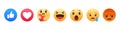 Set of Facebook emoticons. Collection of emoji reactions. Vector Emoji reactions on a isolated background. Stock illustration EPS