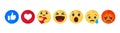 Set of Facebook Empathetic Emoji Reactions in watercolor design