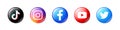 Set of facebook, tiktok, twitter, instagram and youtube icons. Social media icons. Realistic set. illustration. Editorial vector Royalty Free Stock Photo