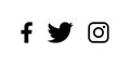 Set of facebook twitter and instagram icons. Social media icons black colored. Vector