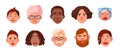 Set of faces crying person. Different sad people, children, young, adults, old collection. Colorful vector illustration Royalty Free Stock Photo