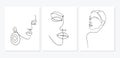 Set of faces. Simple, minimalist vector illustration of beautiful woman face. Royalty Free Stock Photo