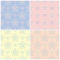 Set of faded colored seamless backgrounds with floral patterns Royalty Free Stock Photo