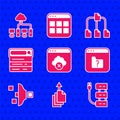 Set Failed access cloud storage, Data export, Server, File missing, Filter setting, Search engine, Folder tree and Royalty Free Stock Photo