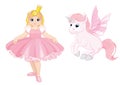 A set of fairy tale characters. Princess and Unicorn