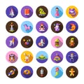 Set of fairy tales flat design magic icons and Royalty Free Stock Photo