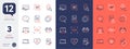Set of Fake news, Smile chat and Settings gears line icons. For design. Vector Royalty Free Stock Photo