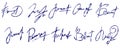 Set of fake signatures. Illegible fake handwriting text. Brush Pen sign