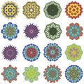 Set of faleidoscope flower mandalas.