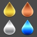 Set of falling drop logos. Graphic concept of company identity. Clean water, oil symbol and other liquid icons. Blue Royalty Free Stock Photo