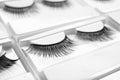 Set with false eyelashes in pack as background Royalty Free Stock Photo