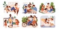 Set of family activities Royalty Free Stock Photo