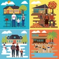 set of family outing icons. Vector illustration decorative design