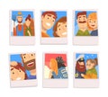 Set of family photo portraits. Memorable pictures of happy couples cartoon vector illustration