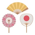 A set of fans. The subject of oriental culture, Asian traditional accessories. Royalty Free Stock Photo