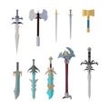 Set of Fantastic Game Weapon Vector Models. Royalty Free Stock Photo