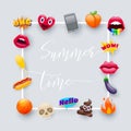 Set of Fantastic Summer Time Emoticons Emoji