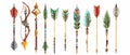 Set of fantasy arrows isolated on a white background. Game assets. Vector illustration