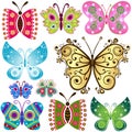 Set fantasy butterflies Royalty Free Stock Photo