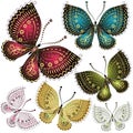 Set fantasy vintage butterfly Royalty Free Stock Photo