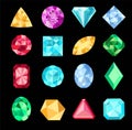 Set of fantasy jewelry gems, stone for game. Diamond or brilliants Royalty Free Stock Photo