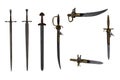 Set of fantasy sword and pirate weapons. 3D rendering isolated Royalty Free Stock Photo