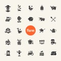 Set of farm agriculture flat design icons and Royalty Free Stock Photo