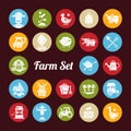 Set of farm agriculture flat design icons and Royalty Free Stock Photo