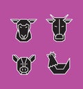 Set of farm animals heads