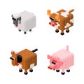 Set of farm animals in isometry. Vector Royalty Free Stock Photo