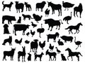Set of farm animals silhouette vector art Royalty Free Stock Photo