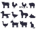 Set of farm animals silhouettes Royalty Free Stock Photo