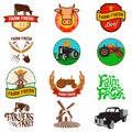 Set of farm fresh products labels, emblems and design elements. Royalty Free Stock Photo