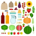 Set of Farm products icons flat vector Royalty Free Stock Photo