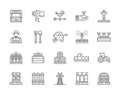 Set of Farming and Agriculture Line Icons. Farmer, Tractor, Millwheel and more.