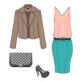 Set of fashion clothes for autumn, spring, summer season