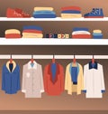 Set of fashion collection of man wardrobe. Various male clothing - Set of men clothes and accessories icons. Flat style Royalty Free Stock Photo