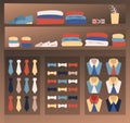 Set of fashion collection of man wardrobe. Various male formal wear - Set of men clothes and accessories icons. Flat Royalty Free Stock Photo